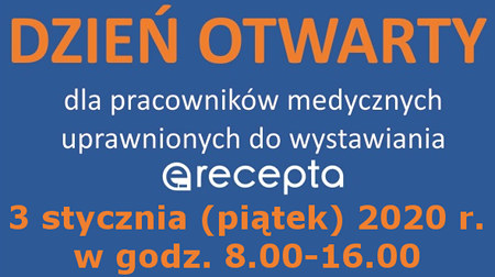 Baner dzień otwarty dla pracowników medycznych uprawnionych do wystawiania e recept