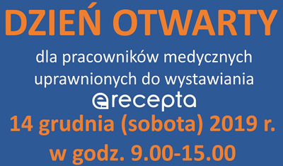 Baner dzień otwarty dla pracowników medycznych uprawnionych do wystawiania e recept